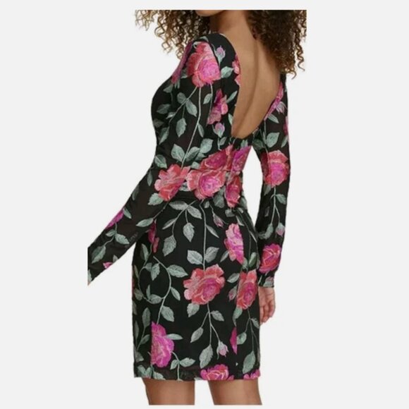 Siena Studio Dresses & Skirts - Siena Women's Floral Embroidered Mesh Black and Pink Bodycon Dress Size 16